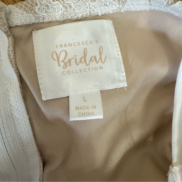 Francesca’s Bridal Alesha‎ Allover Lace Jumpsuit Large - Picture 7 of 7